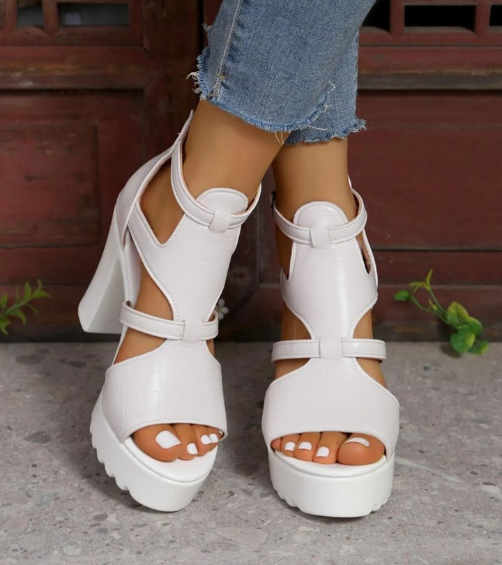Elestine - Sandali gladiatore con plateau scolpito