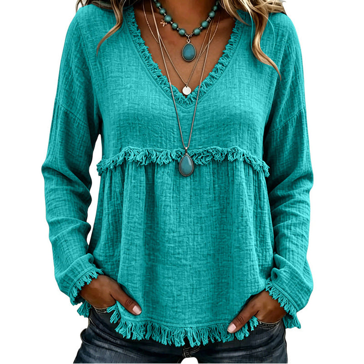 Ariselle - Blusa con frange a V