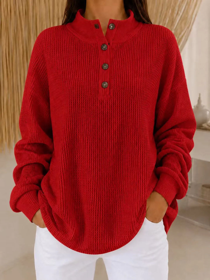 Belliora - Maglione in maglia testurizzata con collo a bottoni
