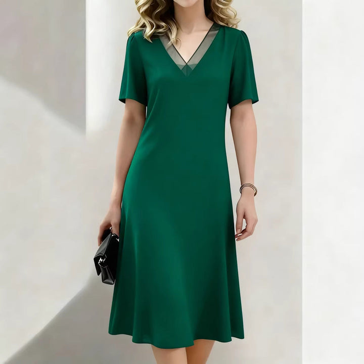 Brina - Abito midi con scollo a V e maniche corte