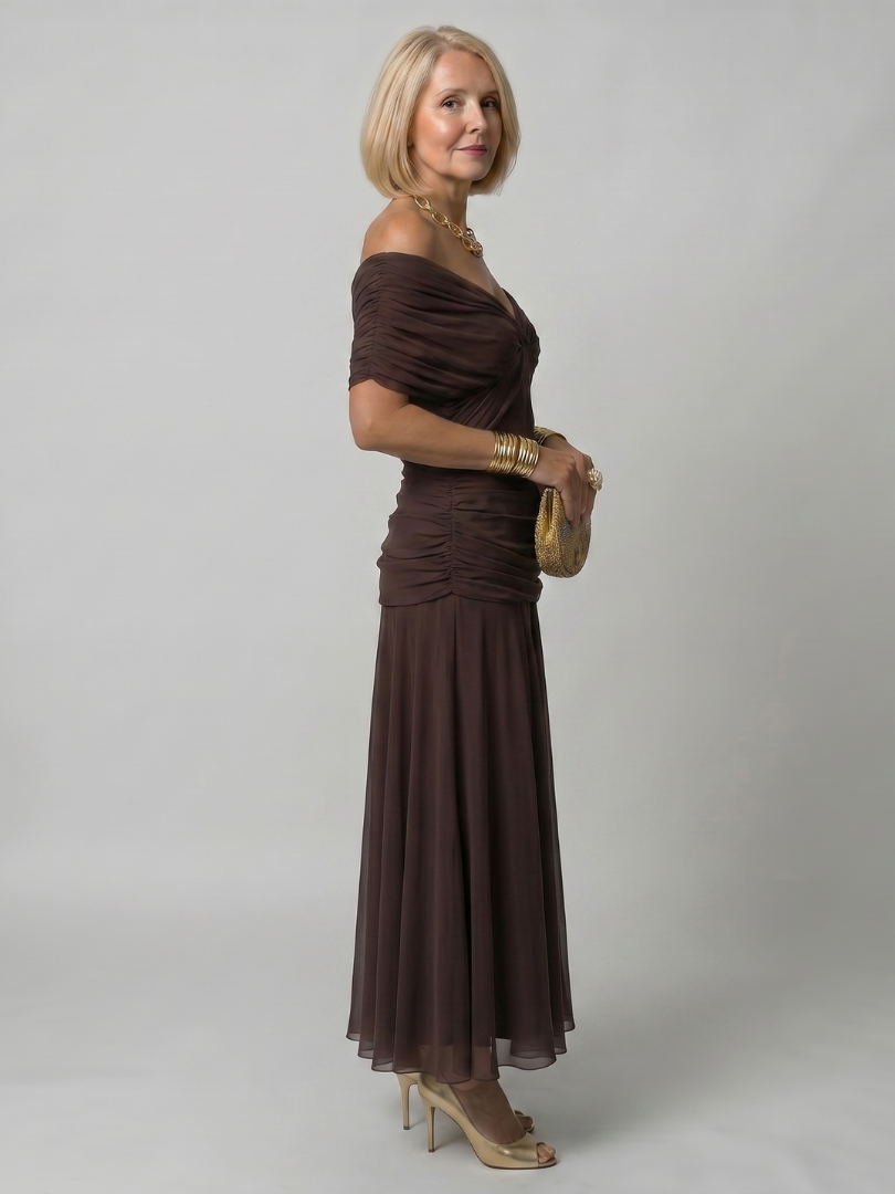 Galatea - Abito midi leggero con scollatura Bardot
