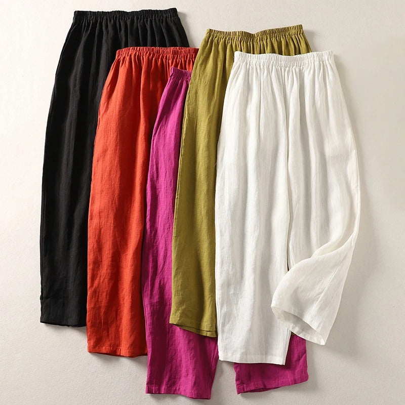 Giselora - Pantaloni fluidi in lino