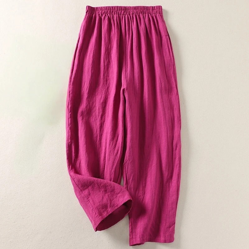 Giselora - Pantaloni fluidi in lino