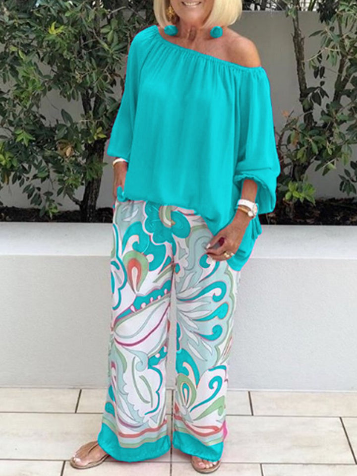 Brinette - Coordinato blusa e pantaloni a gamba larga