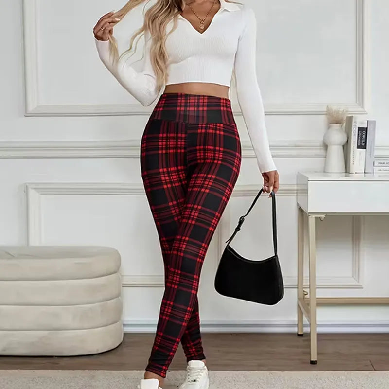 Estelyn - Leggings elasticizzati a quadri classici