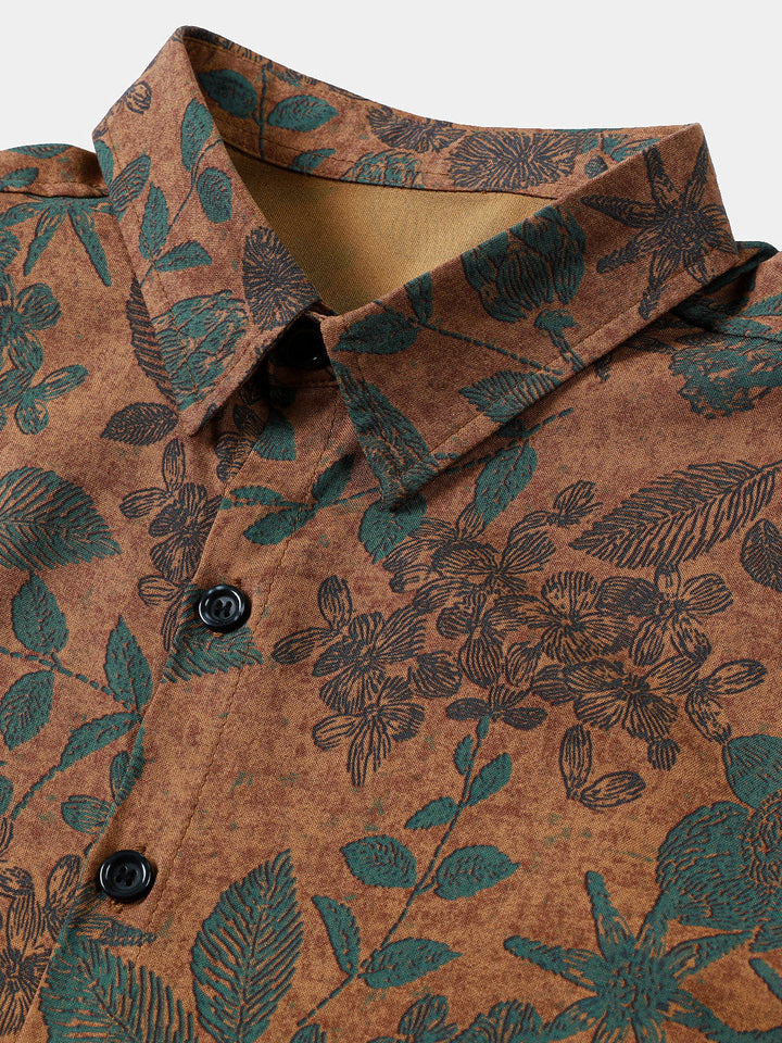 Leoric - Camicia leggera a maniche corte con stampa floreale