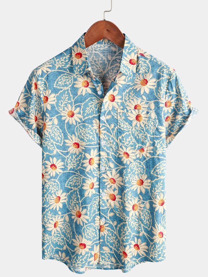 Leoric - Camicia leggera a maniche corte con stampa floreale