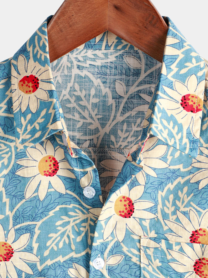 Leoric - Camicia leggera a maniche corte con stampa floreale