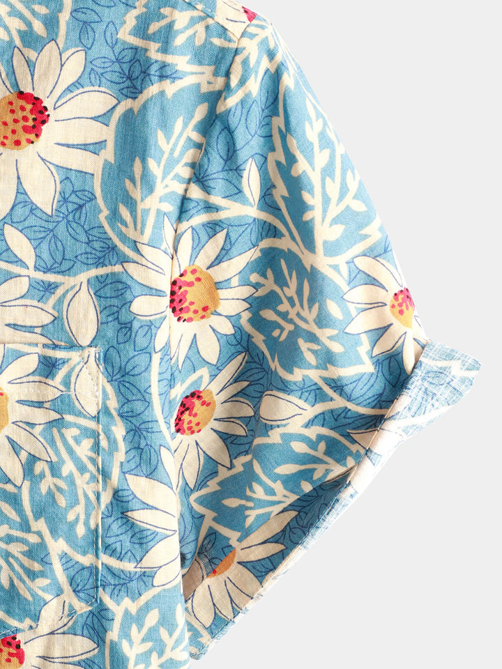 Leoric - Camicia leggera a maniche corte con stampa floreale