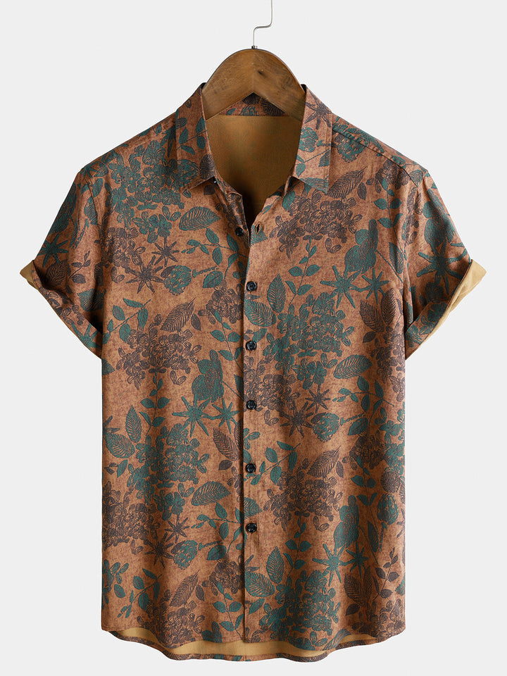 Leoric - Camicia leggera a maniche corte con stampa floreale