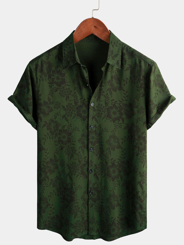 Leoric - Camicia leggera a maniche corte con stampa floreale