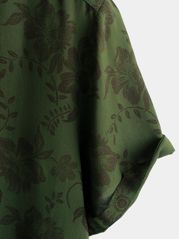 Leoric - Camicia leggera a maniche corte con stampa floreale