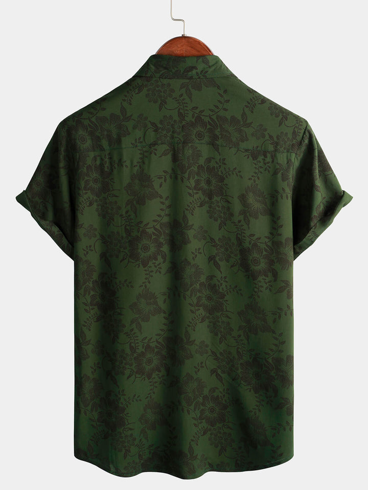 Leoric - Camicia leggera a maniche corte con stampa floreale