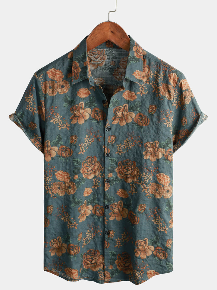 Leoric - Camicia leggera a maniche corte con stampa floreale