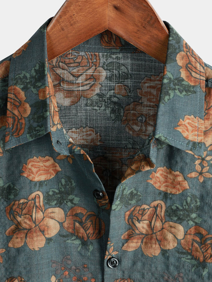 Leoric - Camicia leggera a maniche corte con stampa floreale