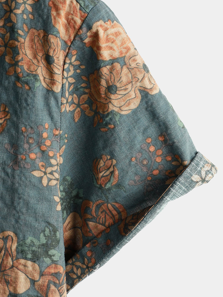 Leoric - Camicia leggera a maniche corte con stampa floreale