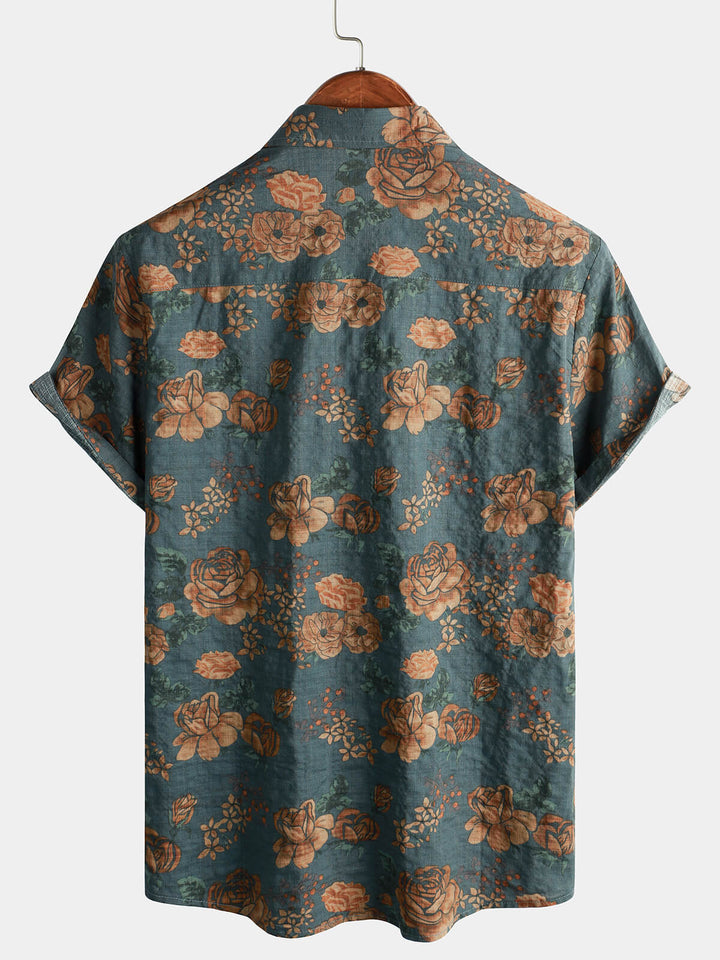 Leoric - Camicia leggera a maniche corte con stampa floreale
