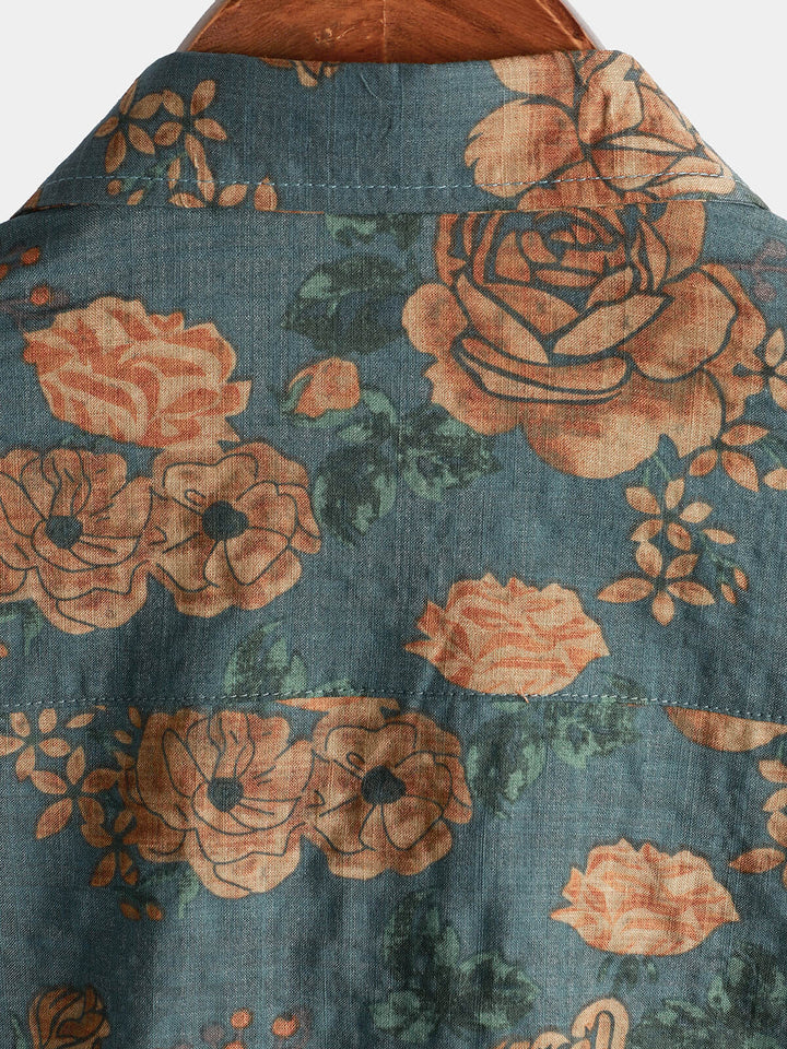 Leoric - Camicia leggera a maniche corte con stampa floreale