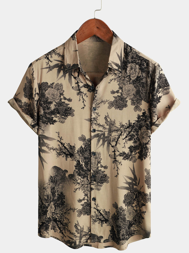 Leoric - Camicia leggera a maniche corte con stampa floreale