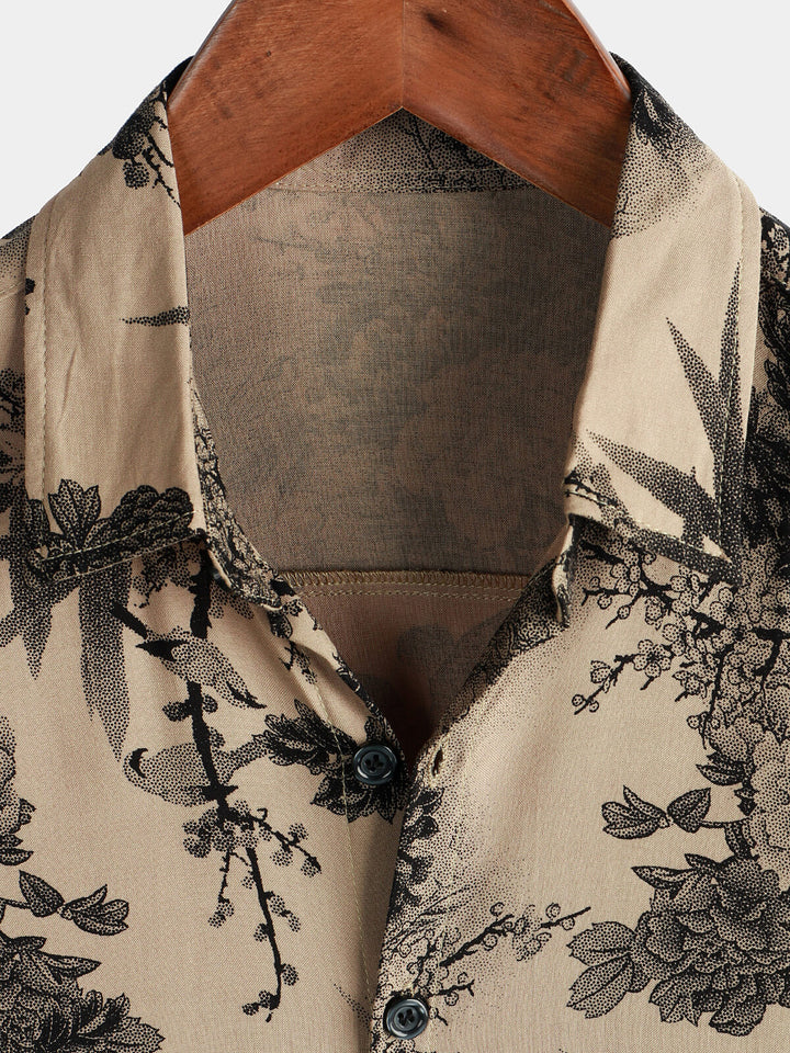 Leoric - Camicia leggera a maniche corte con stampa floreale