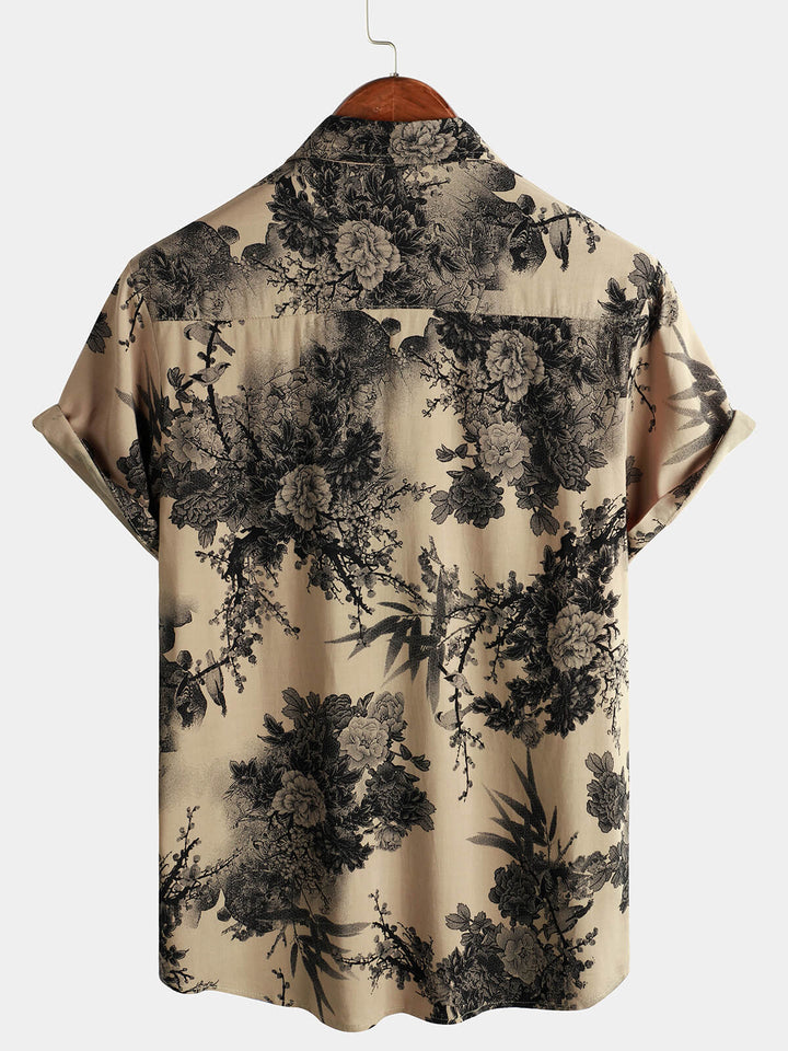 Leoric - Camicia leggera a maniche corte con stampa floreale