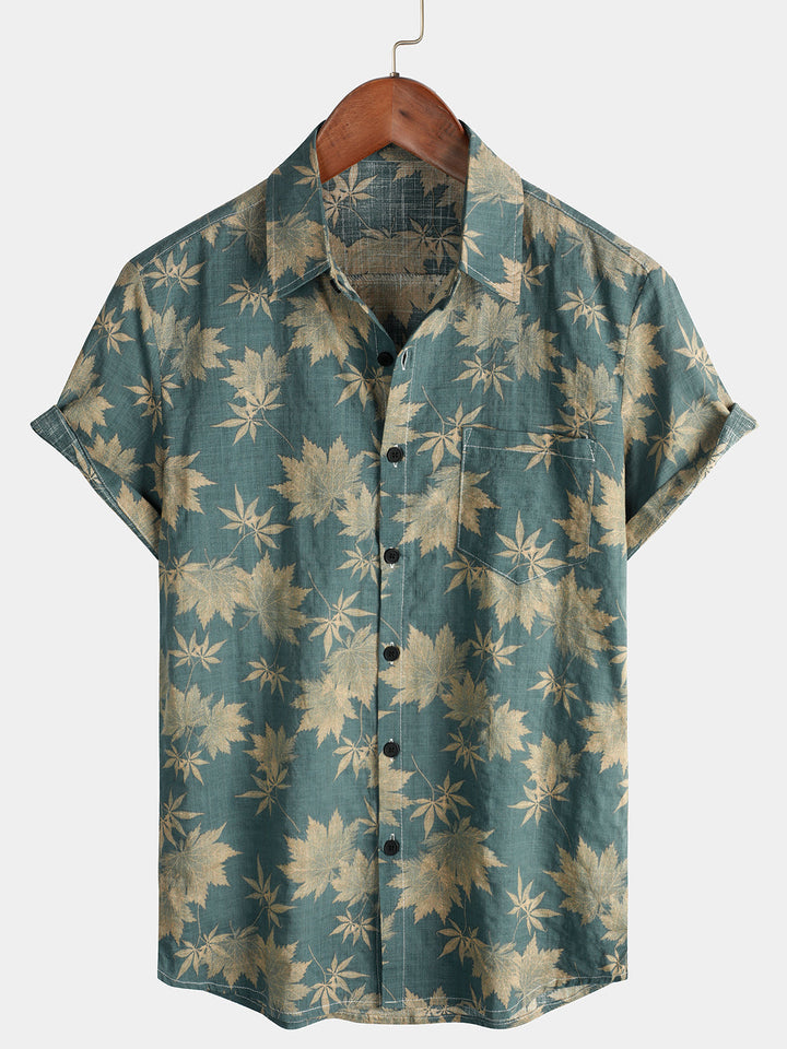 Leoric - Camicia leggera a maniche corte con stampa floreale