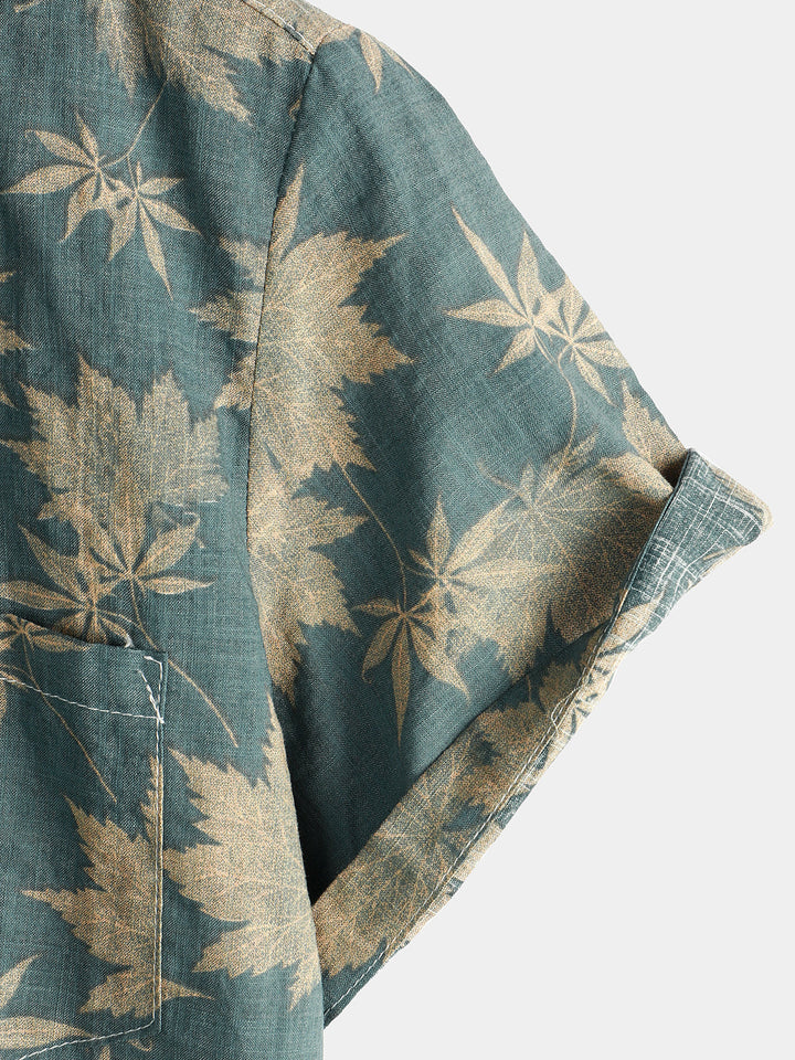 Leoric - Camicia leggera a maniche corte con stampa floreale