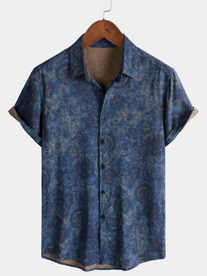 Leoric - Camicia leggera a maniche corte con stampa floreale