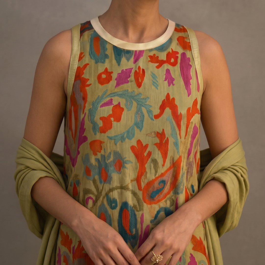 Lilith - Coordinato con abito midi stampato e cardigan lungo