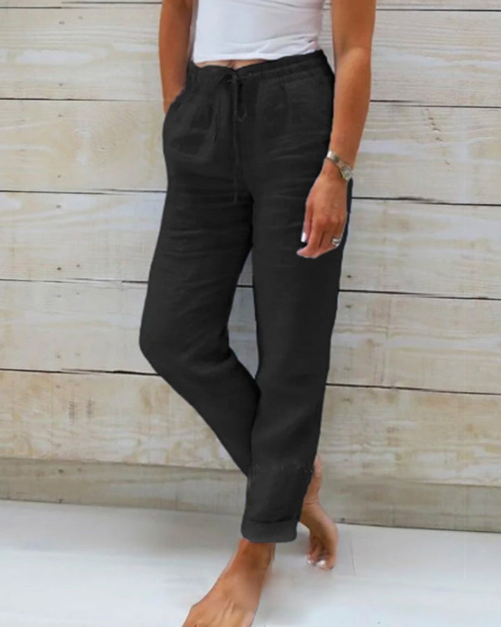 Lorinne - Pantaloni in lino stretch
