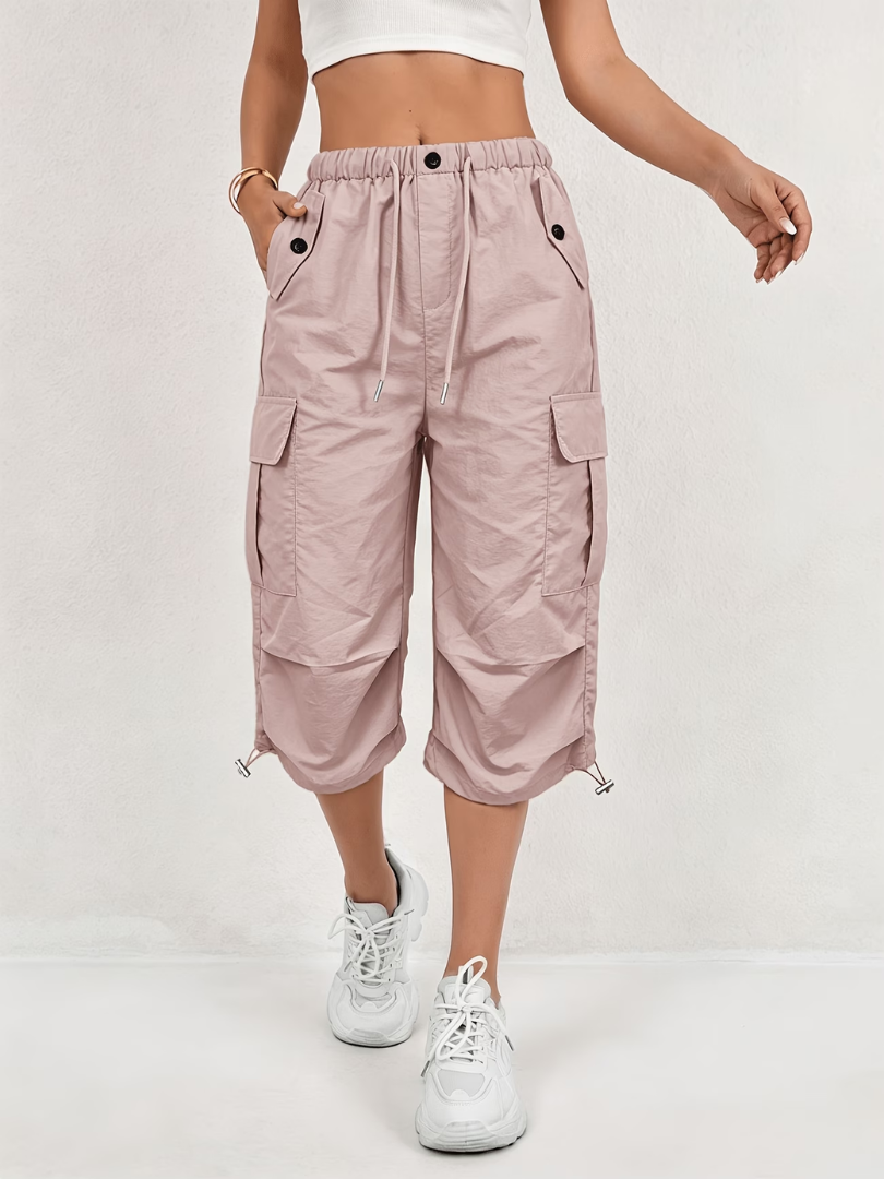 Donatella - Pantaloni cargo Capri leggeri e stretch