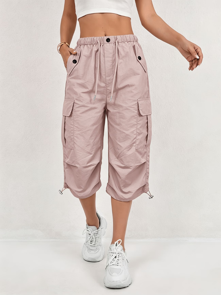 Donatella - Pantaloni cargo Capri leggeri e stretch