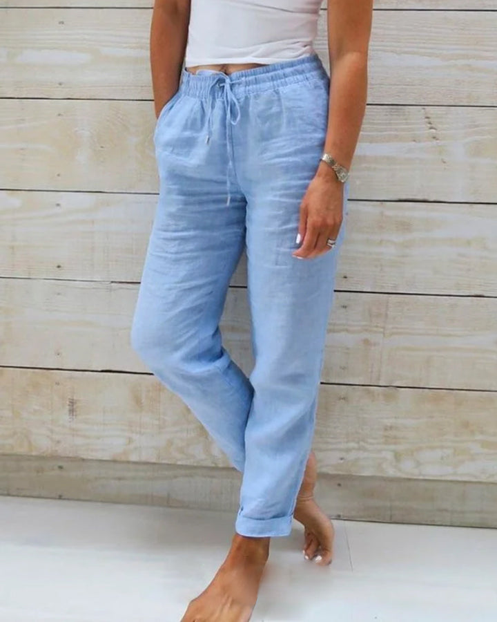 Lorinne - Pantaloni in lino stretch