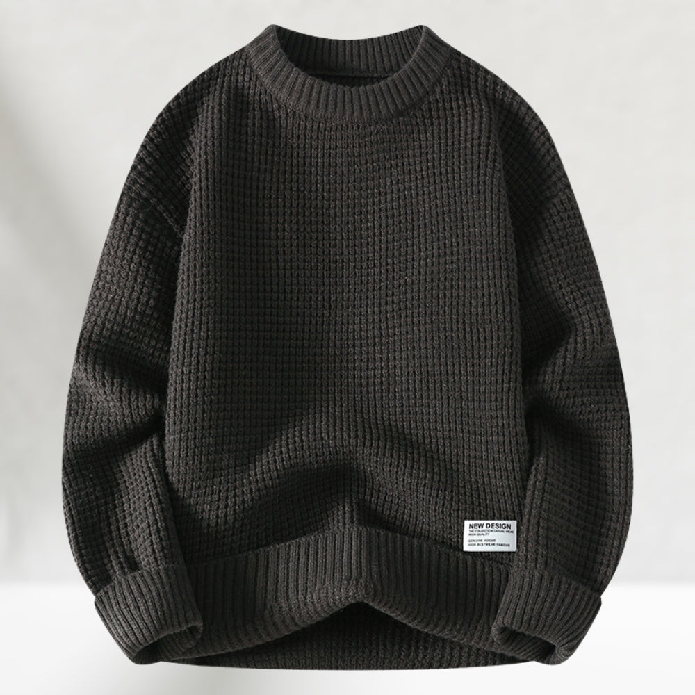 Eldric - Maglione girocollo in maglia waffle