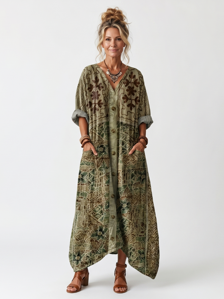 Roselisse - Abito midi leggero con bottoni frontali