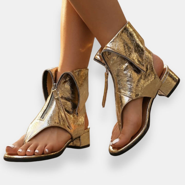Gracelyn - Sandali luccicanti con zip frontale