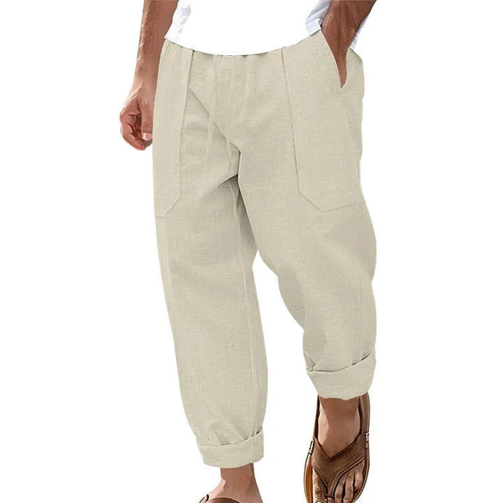 Halston - Pantaloni in misto lino dal fit rilassato