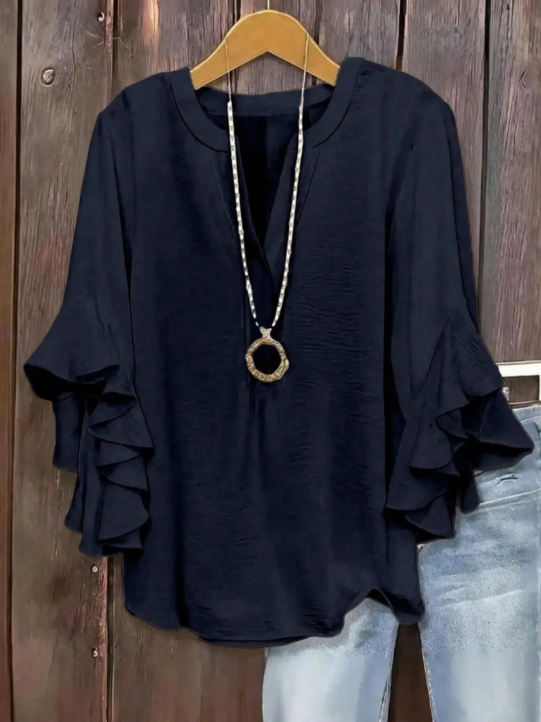 Norabelle - Blusa elegante con maniche a volant