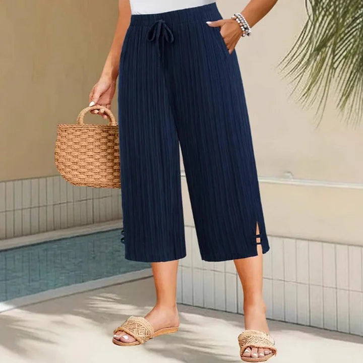 Bexara - Pantaloni culotte plissé a gamba ampia