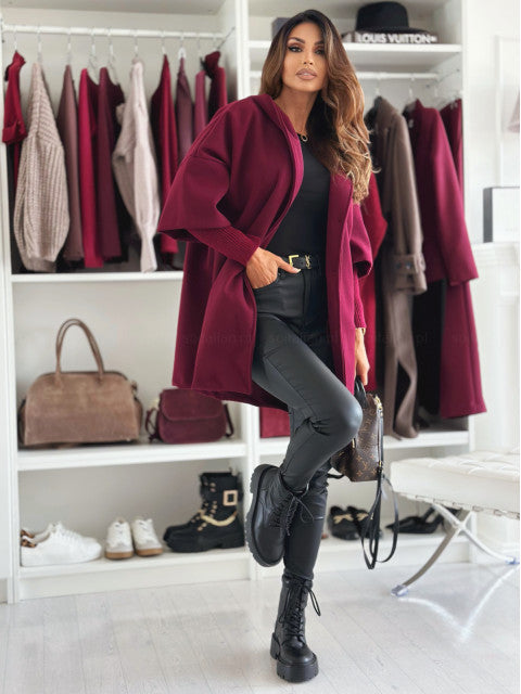 Esteliane - Cardigan con cappuccio a maniche ampie