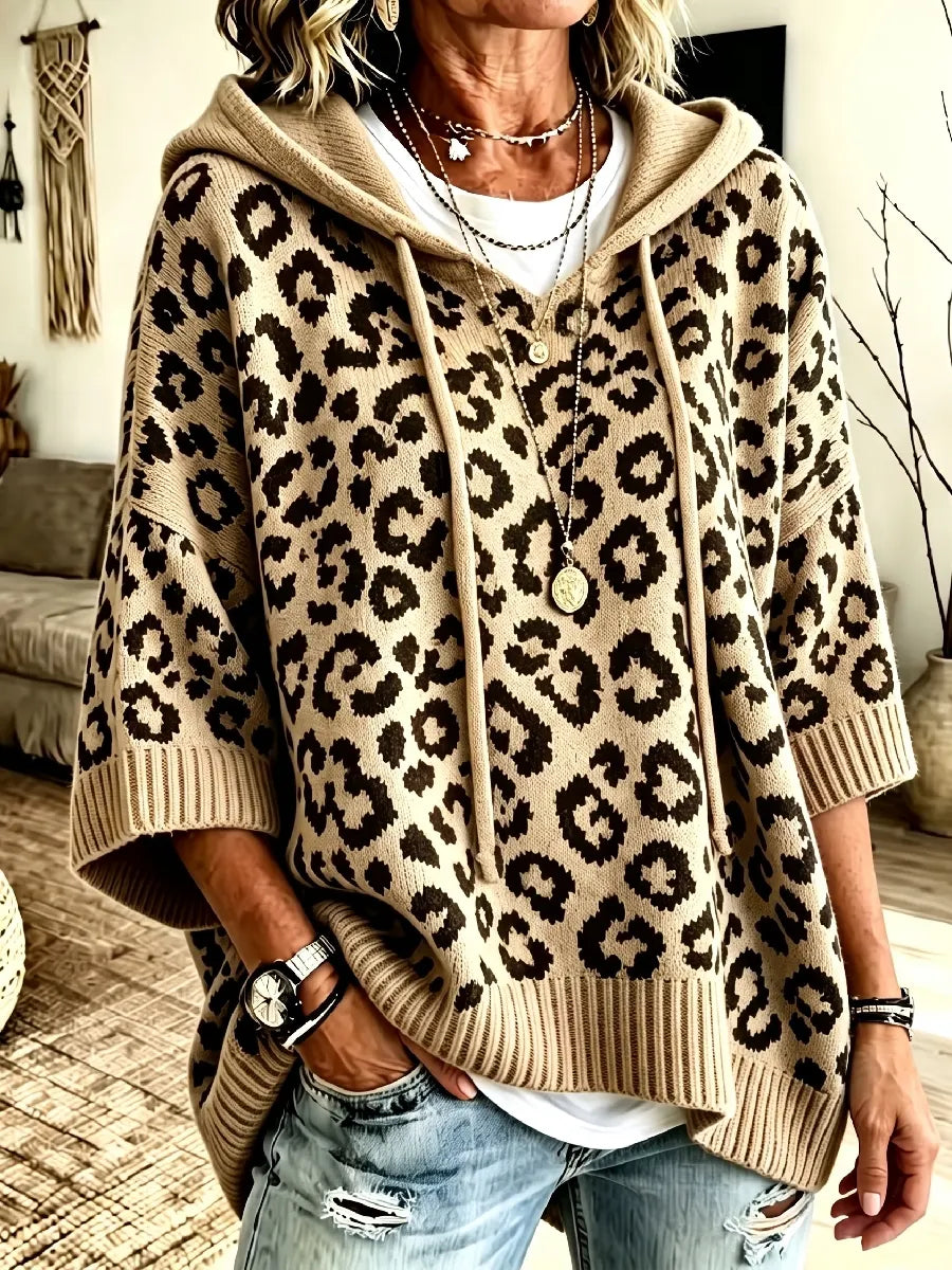 Jocasta - Felpa con cappuccio oversize leopardata