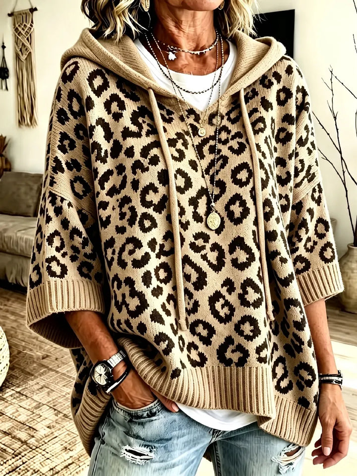 Jocasta - Felpa con cappuccio oversize leopardata