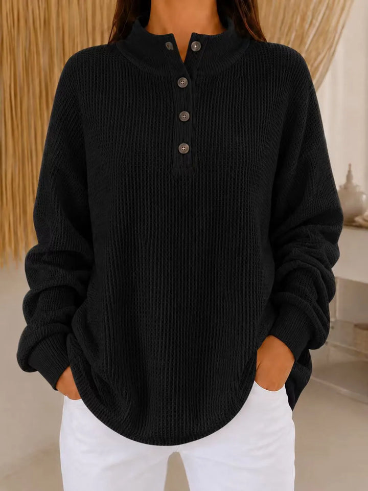 Belliora - Maglione in maglia testurizzata con collo a bottoni