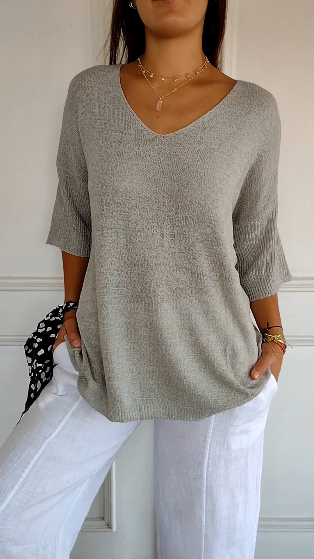 Urina - Top con scollo a V effetto soft touch
