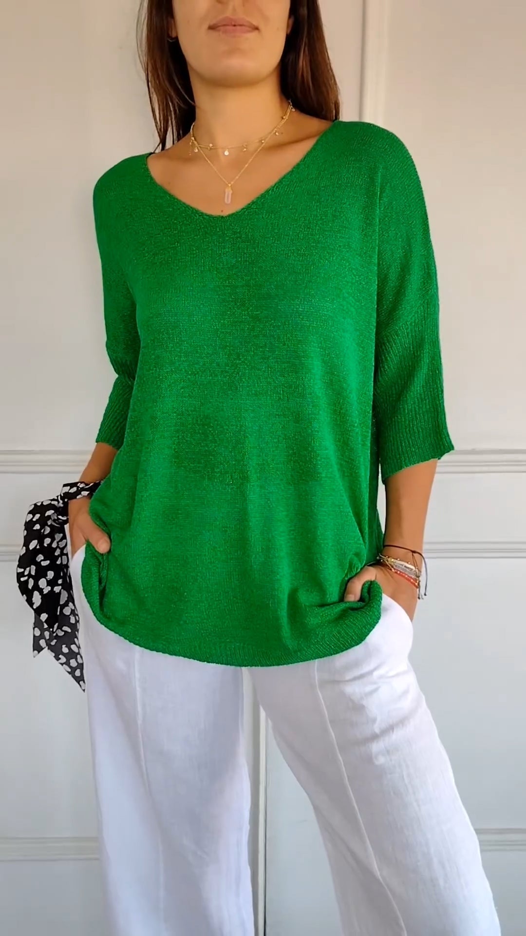 Urina - Top con scollo a V effetto soft touch