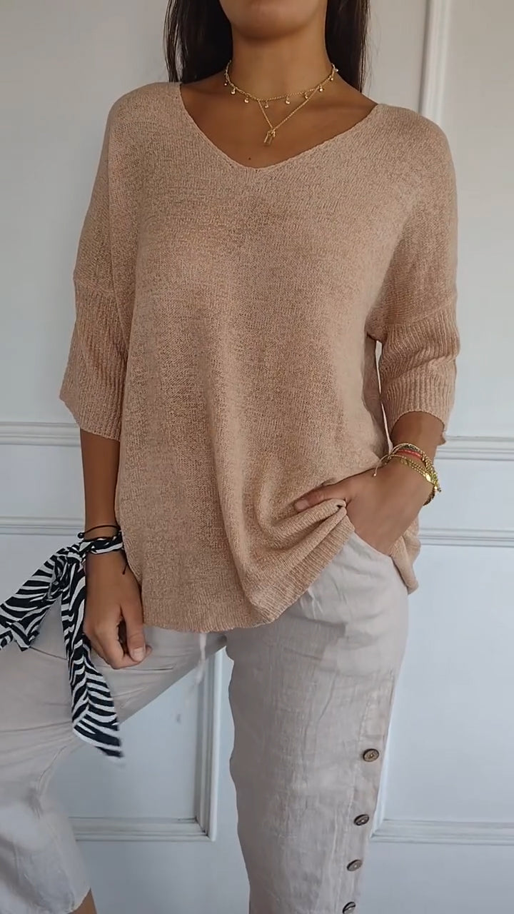 Urina - Top con scollo a V effetto soft touch