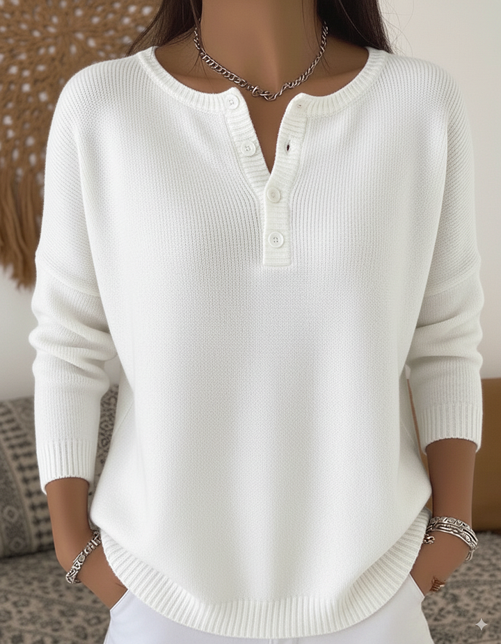 Belen - Felpa con scollo Henley morbida al tatto