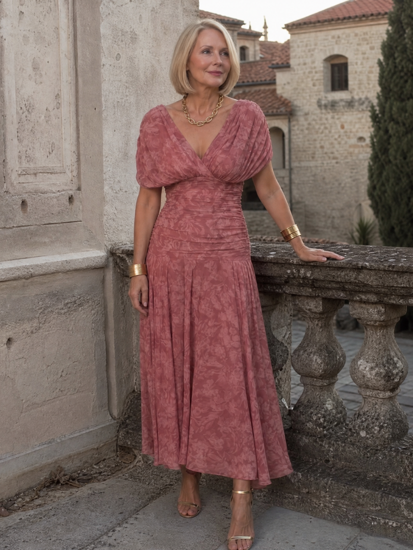 Galatea - Abito midi leggero con scollatura Bardot