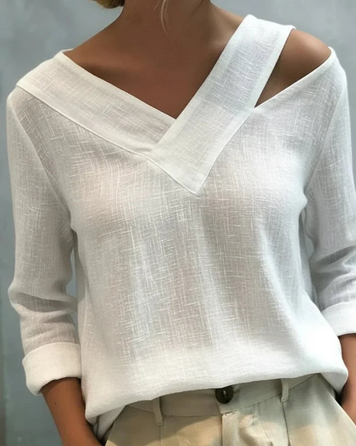 Calira - Top a spalle scoperte con scollo a V e tocco morbido