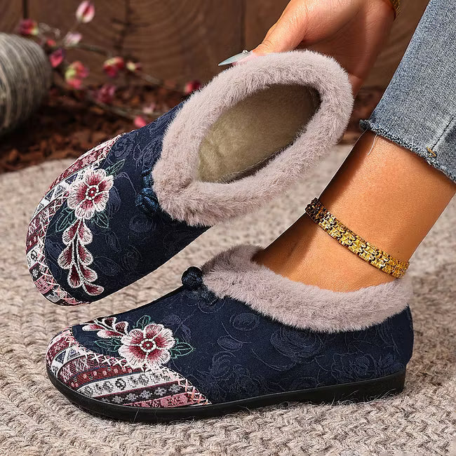 Isola - Scarpe slip-on foderate in pile a fiori